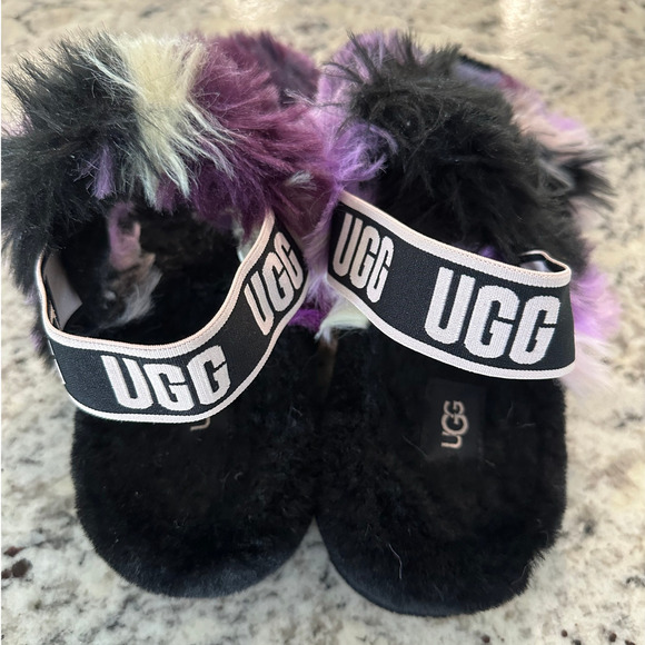 UGG Women's Fluff Yeah Slide Tie Dye Slippers Sandals, Magnolia color size 8 - Picture 6 of 9